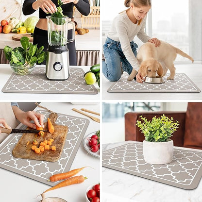 WISELIFE Dish Drying Mat Super Absorbent Drying Mat Large Dish Drying Mats for Kitchen Counter Easy Clean Dish Mat Kitchen Drying Mat16"x 24" Stylish Khaki - Image 6