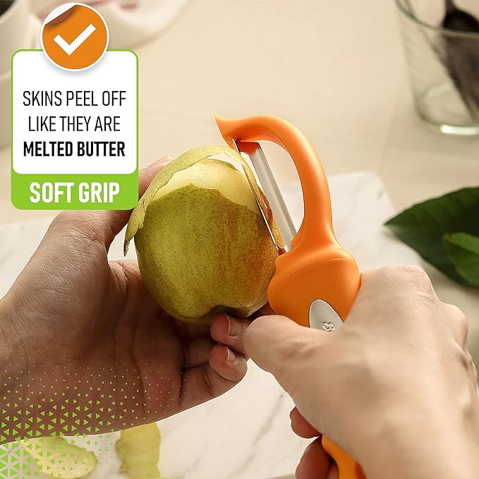 Spring Chef Premium Swivel Vegetable Peeler, Soft Grip Handle and Ultra Sharp Stainless Steel Blades - Perfect Kitchen Peeler For Veggie, Fruit, Potato, Carrot, Apple - Mango - Image 4