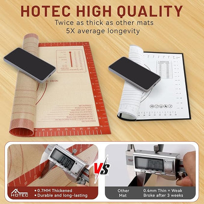 HOTEC Silicone Baking Mat - 26x16 Thickened Pastry Dough Mat with Measurement Non-Stick For Dough Rolling, Bread, Oven Liner, Kitchen Counter, Fondant/Pie Crust - Image 3