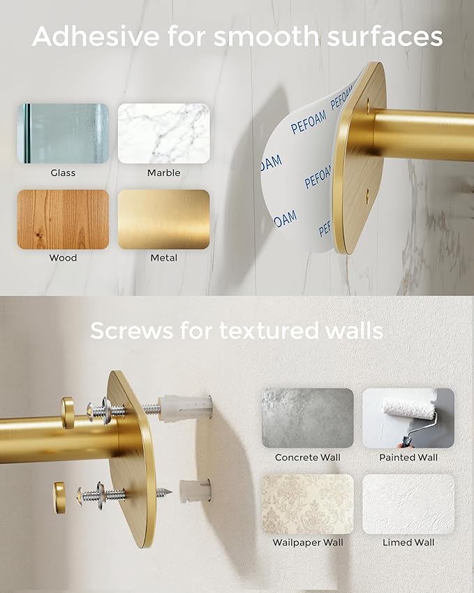 Gold Paper Towel Holder Under Cabinet, Self Adhesive or Wall Mount for Kitchen Bathroom, Stainless Steel Paper Towel Holders with Damping Effect, Single Hand Operable - Image 7