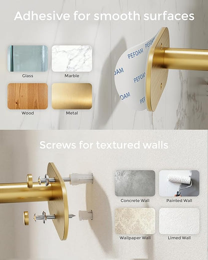 Gold Paper Towel Holder Under Cabinet, Self Adhesive or Wall Mount for Kitchen Bathroom, Stainless Steel Paper Towel Holders with Damping Effect, Single Hand Operable - Image 7
