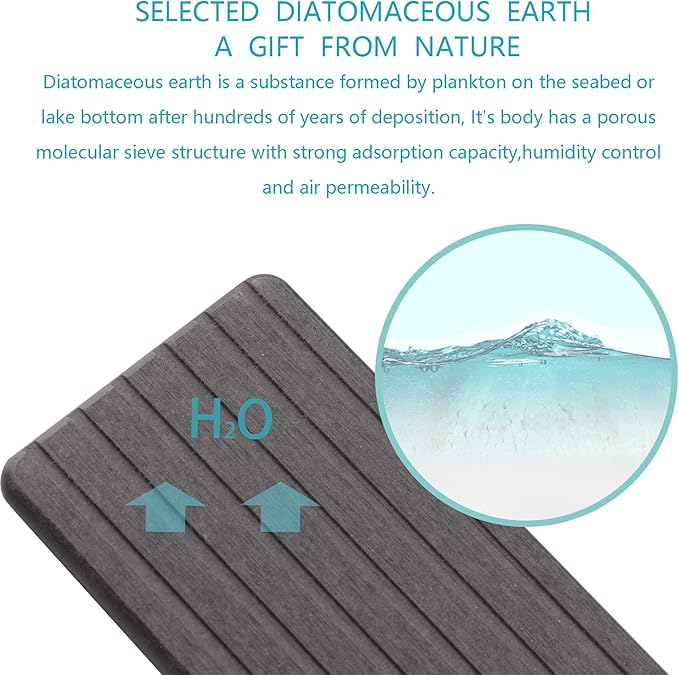 NiuYichee 2 PCS Water Absorbent diatomite Coasters, 9.5" x 5.5" Water Absorbing Stone Tray for Sink, Stone Drying mat for Kitchen Counter, Stone soap Tray Used for Hand Soaps & toiletries & Plants - Image 2