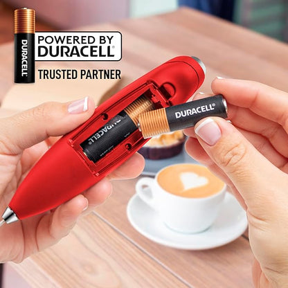 Zulay Kitchen Powerful Milk Frother Wand With 4 AA Duracell Batteries - Ultra Fast Handheld Drink Mixer - Electric Whisk Foam Maker for Coffee, Lattes, Cappuccino, Matcha & Creamer - Cardinal Red - Image 6