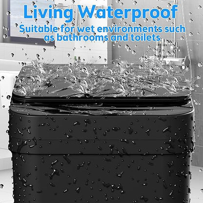 Bathroom Trash Can with Lid, 2 Pack 4 & 2.2 Gallon Automatic Touchless Garbage Can, Small Motion Sensor Smart Trash Can, Slim Waterproof Trash Bin for Bedroom, Bathroom, Office, Living Room (Black)