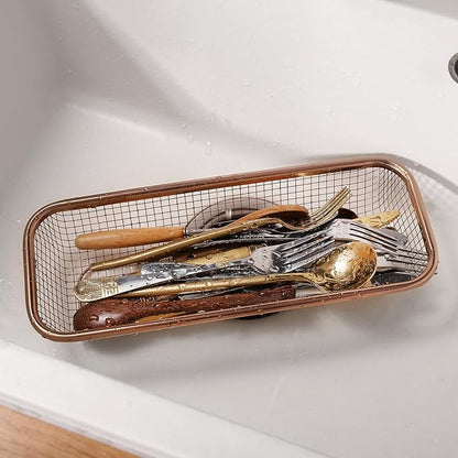 2Pack Stainless Steel Tumbler Cup Lid Organizer Inside Cabinet, Mason Jar Lid H, Rectangular Basket for Storage of Silverware, Chopsticks, straws and Utensils, Rosegold - Image 8
