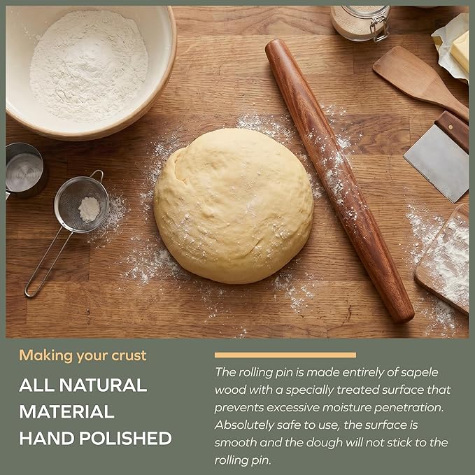Muso Wood Sapele Wooden French Rolling Pin for Baking, Tapered Roller for Fondant, Pie Crust, Cookie, Pastry (French 15-3/4inch) - Image 5
