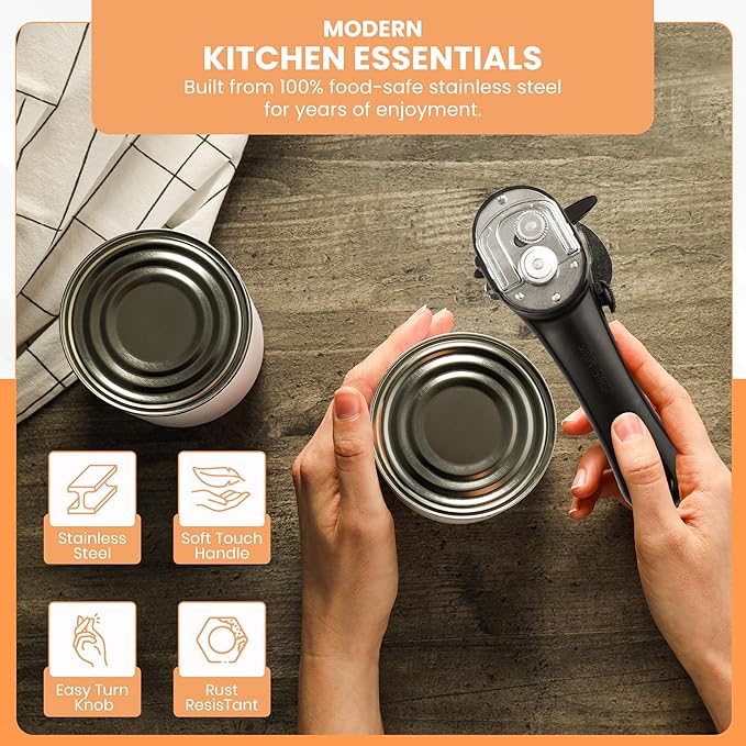Bellemain- Safe Cut Stainless Steel Ergonomic Can Opener, Manual, Smooth Edge Perfect For Home Chefs and Restauraunts - Image 5