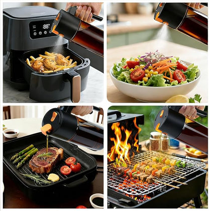 Olive Oil Spray Bottle Dispenser, 2-in-1 Glass Material Kitchen Cooking Oil Sprayer, 17 oz/500 ml Cooking Spray, Glass Spray Bottle with Tipper, Food Grade Spray for Kitchen, Salad, Frying, Barbecue - Image 5