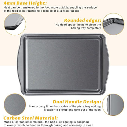 Baking Sheet Set of 2-17" x 11" x 0.5" Carbon Steel Cookie Sheet for Baking, Nonstick Baking Pan with Dual Handles, Rust & Warp Resistant, Perfect for Baking, Roasting, and More - Image 3