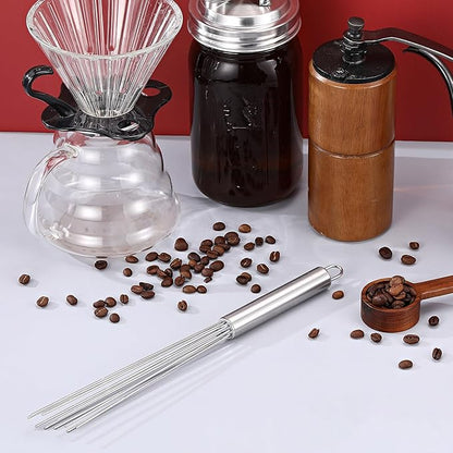 Baderke 1 Pcs Espresso Whisk 11.5 Inch Long Handle Barista Whisk 10 Needles 2 mm Stainless Steel Coffee Stirrer Tool Efficient Mixing Time Saving Reduction Clumping Ideal for Commercial Home - Image 3
