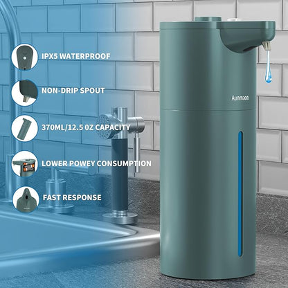 Aunmaon Automatic Soap Dispenser Touchless, Modern, Kitchen & Bathroom, Hands-Free, Adjustable Volume, Long Battery Life, Compatible with Thick & Thin Soap, Easy for Toddlers, Clog-Free, Green - Image 5