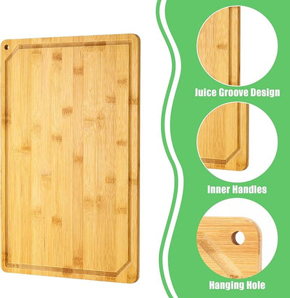 Eaasty 12 Set Extra Large Plain Cutting Board Bulk Heavy Duty Wood Cutting Boards Set with Juice Groove for Mother's Day Kitchen Gifts Wedding Crafts, Pre Oiled(Bamboo,18" x 12")