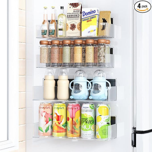 Mystozer Magnetic Spice Rack for Refrigerator, Kitchen Organizer and Storage Shelf, Clear(4 Pack) by Mystozer