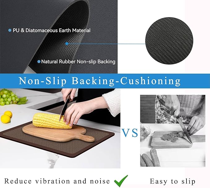 Dish Drying Mat for Kitchen Counter,Drying Mat for Dish Rack,Absorbent Hide Stain Rubber Mat,Coffee Mat, Kitchen Counter Mat (Brown Style, 17"x31.5") - Image 6