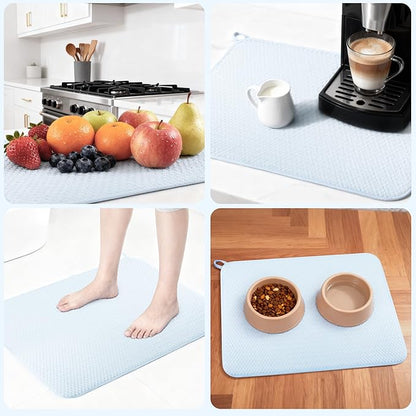 2-pack 24"x17" XL size microfiber dish drying mats for kitchen counter, kitchen sink. Super water-absorbing for multi-use house essentials bath mats, bath rugs, coffe mat, coffe station mat. (Blue) - Image 6