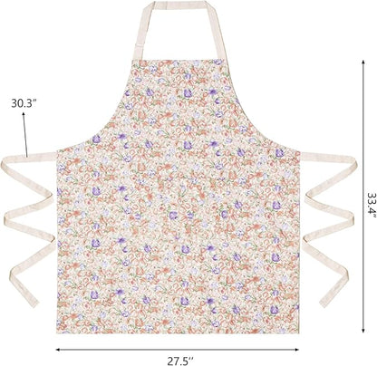 Aoomzoon Kitchen Aprons for Women with 2 Pockets,Double Sided Vintage Adjustable Apron for Gardening Cooking Arting Painting - Image 6