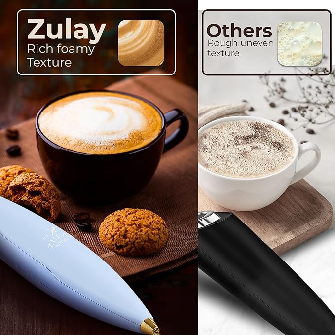 Zulay Kitchen Patented Tornado Triple Whisk Milk Frother with 4 Duracell Batteries – Handheld Foam Maker for Coffee, Lattes, Matcha & Hot Chocolate – Rich, Creamy Froth in Seconds - Lavender - Image 6