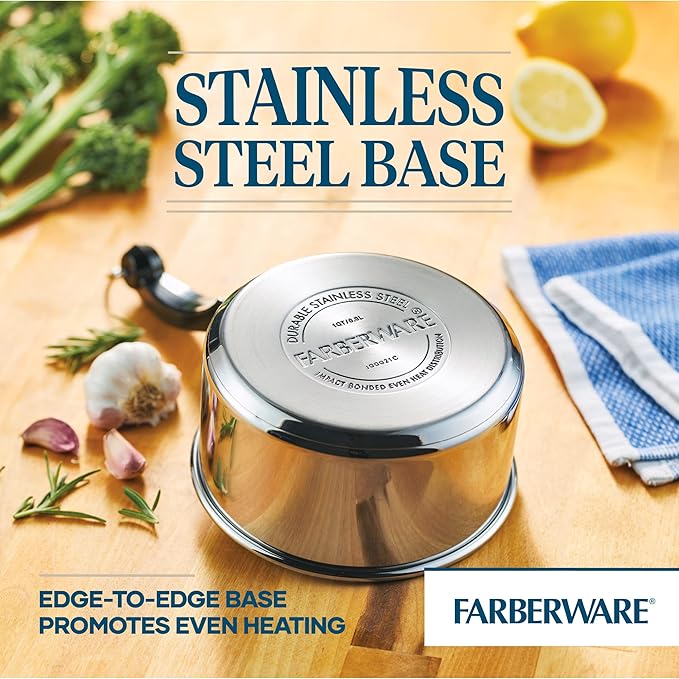 Farberware Classic Stainless Steel Sauce Pan/Saucepan with Lid, 1 Quart, Silver,50000,11.2"D x 6.3"W x 4.4"H - Image 6