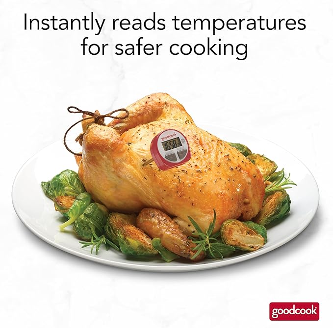 GoodCook Everyday Digital Food Thermometer Instant Read with Stainless Steel Probe, Fahrenheit & Celsius Display & Includes Storage Sleeve, Red - Image 4