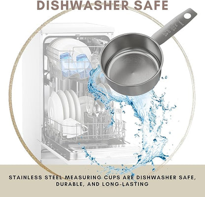 1/2 Cup Stainless Steel Measuring Cup | Sturdy Metal 125 ml | 125 cc | 4 oz | Single Cup for Wet and Dry Ingredients | Great for use as 1/2 Cup Dog Food Scoop - 12 PK - Image 4