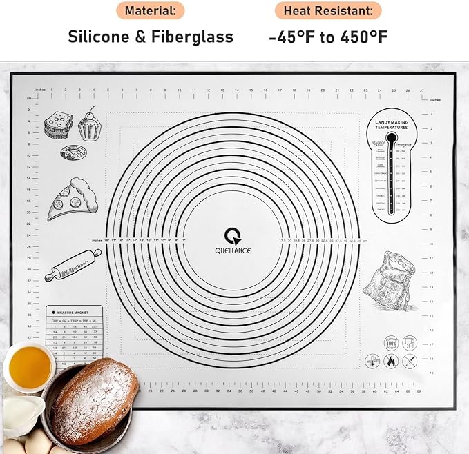 Silicone Pastry Mat - Non-Slip with Measurement Baking Mat for Fondant/Rolling Dough/Pie Crust/Pizza and Cookies - Oven Liner/Counter Mat/Kneading Mat,24" x 32", Black - Image 2