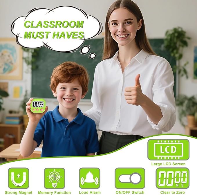 Digital Timer for Kids Teacher Supplies Classroom Timer for Study Learning Management Kitchen Work Exercise-4Pack Pink Blue Green White - Image 2