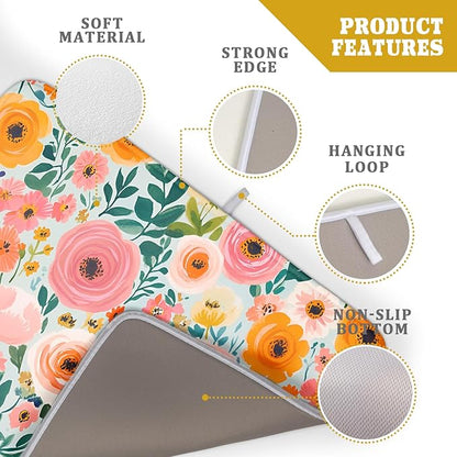 Watercolor Flower Dish Drying Mat - Pink Floral Drying Mat for Kitchen Counter 18 X 24 In - Image 4