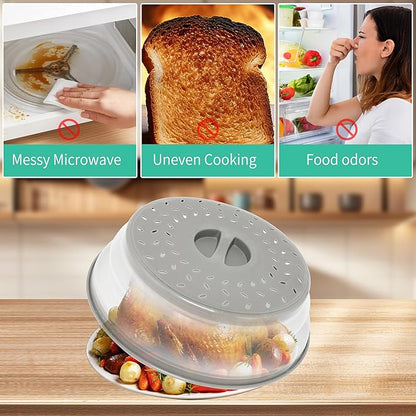 3 Pack Collapsible Microwave Food Covers, Splatter Guard,Vented Microwave Lid for Food, BPA free TPR, Dishwasher safe,Gray，Large, Medium, Small - Image 5