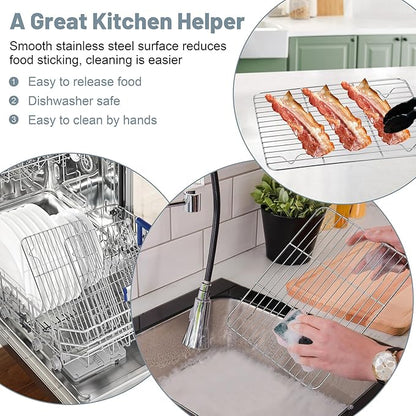 TeamFar Cooling Rack, 9.75” x 7.5” Stainless Steel Wire Baking Rack for Cooking Roasting Grilling, Fit for Oven Pan, Oven & Dishwasher Safe, Non-toxic & Heavy-Duty, 2PCS - Image 6