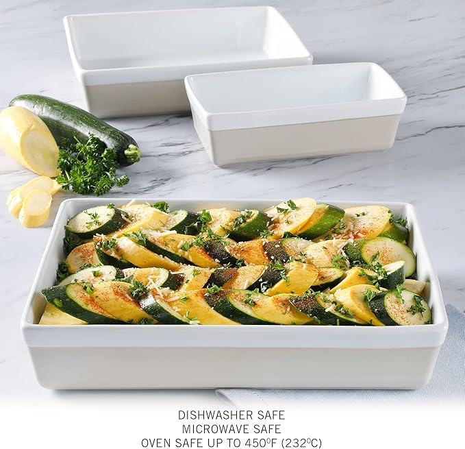 MARTHA STEWART 3-Piece Oven to Table Stoneware Bakeware Set – Baking Dish & Casserole Set – Grey – Durable Oven-Safe Bakeware for Baking and Serving - Image 6
