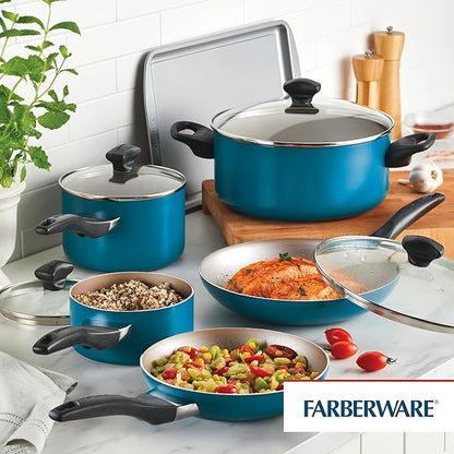 Farberware 20361 Dishwasher Safe Nonstick Cookware Set / Pots and Pans Set - 15 Piece, Blue - Image 17