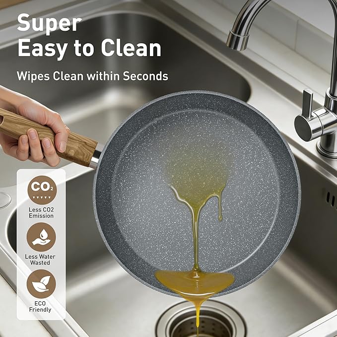 DishDelight Induction Pots and Pans Set Non Stick, 30 Piece Nonstick Kitchen Cookware Sets, Nonstick Granite Cooking Set Induction Pots and Pans, Grey - Image 8