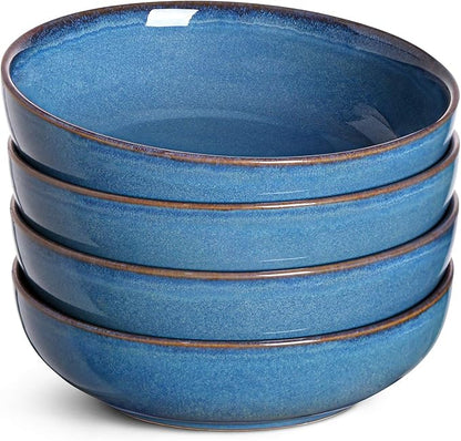 LE TAUCI Pasta Bowls 45 Ounce, Ceramic Salad Bowl, Large Serving Bowl Set - Set of 4, Ceylon Blue by LETAUCI