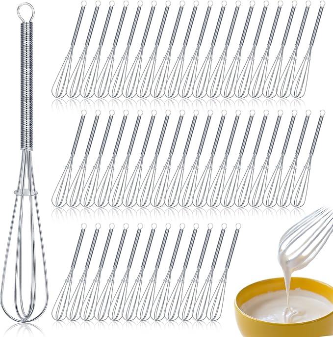 Baderke 50 Pcs Mini Whisk Bulk Small Whisks for Cooking 304 Stainless Steel Tiny Whisk for Baking, Whipping, Beating Eggs, Mixing Sauces, Blending Ingredients (6 Inch) by Baderke
