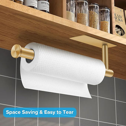 2nd Gen Paper Towel Holder Under Cabinet No Drilling, [More Sturdy] Self Adhesive or Drilling Paper Towel Holder Wall Mount for Kitchen, RV, [Fit Mega Paper Towel Roll] SUS304 Stainless Steel - Image 3