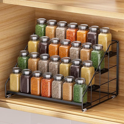 Spice Rack Organizer for Cabinet, 4 Tiered Spice Rack Organizer, Tiered Adjustable Spice Shelf for Kitchen Countertop Organization, Bright Black - Image 8
