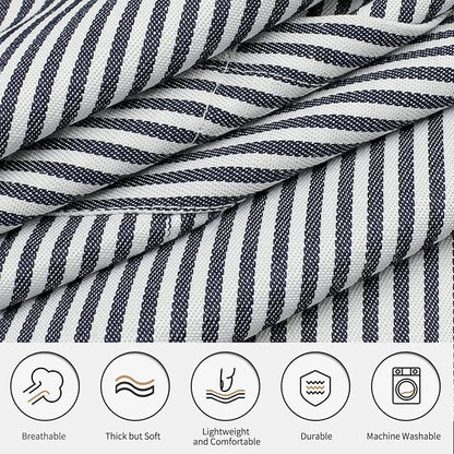 NLUS 2 Pcs Kitchen Cooking Aprons, Poly/Cotton Blend Adjustable Soft Bib Stripe Aprons with 2 Pockets for Women Men Chef (Blue Pinstripes/Black Pinstripes) - Image 4