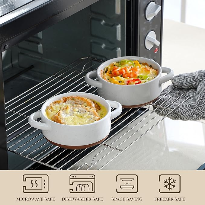 MALACASA Mini Cocotte Set - 12 OZ Small Casserole Dishes for Oven with Lids and Handles, Ramekins Oven Safe, Ceramic Mini Dutch Oven Set of 4, Microwave & Dishwasher Safe, Multicolor, Series TARA - Image 4