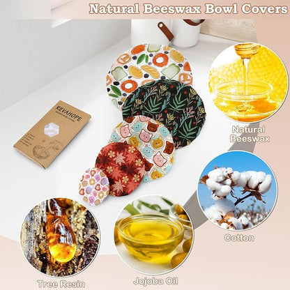 5-Size Reusable Beeswax Bowl Covers for Bread Proofing, Cotton Cloth Flexible Beeswax Wraps for Food Storage(Maple Leaves) - Image 3