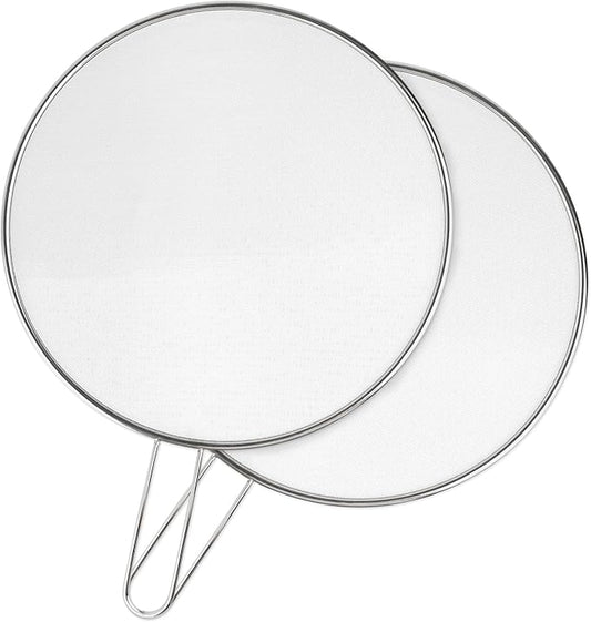 2-Pack Splatter Guard, 13 in Stainless Steel Grease Splatter Screen - Oil-Resistant Mesh for Fry Pan, Suitable for Most Cookware, Kitchen Essential by YOLCAR