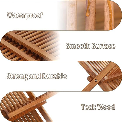 Utoplike Teak Dish Drainer Rack Collapsible 2 Tier Dish Rack Dish Drying Rack Foldable Plate Organizer Holder for Kitchen Compact Countertop - Image 6
