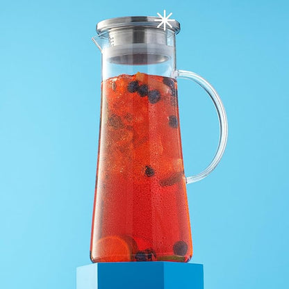 JoyJolt Glass Pitcher with Lid - 50oz Borosilicate Water Carafe, Jug with Stainless Steel Lid for Iced Tea, Lemonade, Juice, Mixed Drinks - Image 7