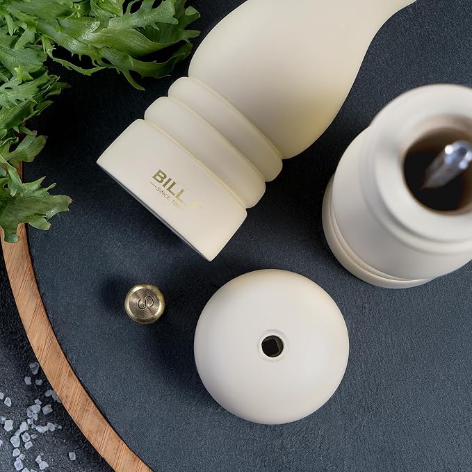 BILL.F Salt and Pepper Grinder Wooden Pepper Mill Grinder White Salt Pepper Shakers Set of 2 with Adjustable Ceramic Rotor- 7 Inch - Image 6