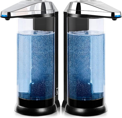 Secura 17oz Automatic Liquid Soap Dispenser, Touchless Battery Operated Hand Soap Dispenser with Adjustable Soap Dispensing Volume Control Dial, Personal Care Dispenser (Chrome-2Pcs) by Secura