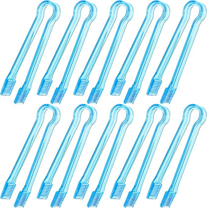 10 Pcs Plastic Buffet Serving Tongs, Clear Blue Kitchen Tongs Mini Serving Utensil Tongs for Food Ice Salad Buffet Barbecue Cookies, 6.3 Inches