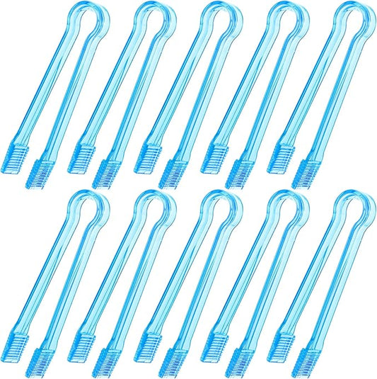 10 Pcs Plastic Buffet Serving Tongs, Clear Blue Kitchen Tongs Mini Serving Utensil Tongs for Food Ice Salad Buffet Barbecue Cookies, 6.3 Inches