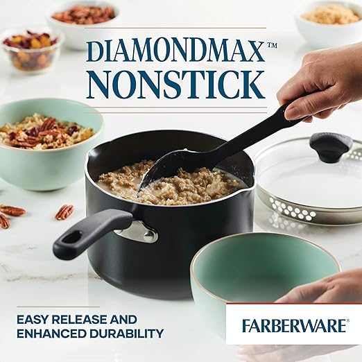 Farberware Cookstart DiamondMax Nonstick Straining Saucepan, Dishwasher Safe, 3 Quart, Black - Image 5