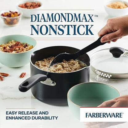 Farberware Cookstart DiamondMax Nonstick Straining Saucepan, Dishwasher Safe, 3 Quart, Black - Image 5
