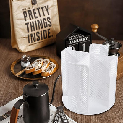 Rotating Paper Cup Dispenser with 4 Compartments, Disposable Coffee Cup Storage & Lid Holder for Countertops, Kitchen, Coffee Stations (White) - Image 7