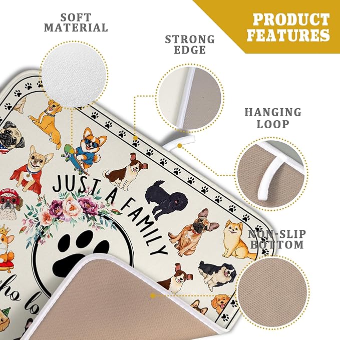 Lovely Dogs Dish Drying Mat Absorbent Printed Drying Pad for Kitchen Counter - Image 4
